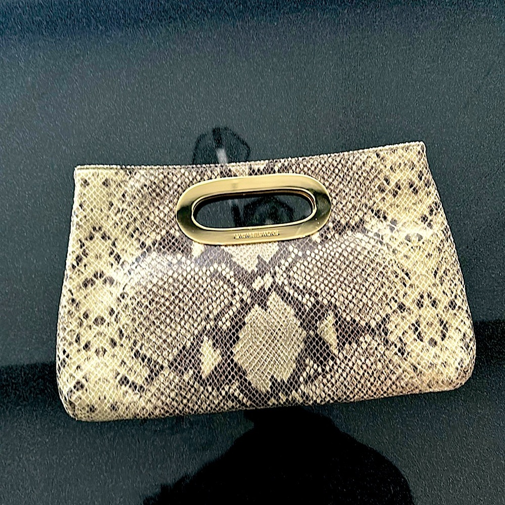 Python embossed clutch